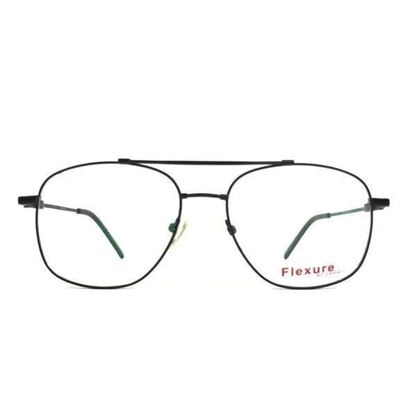 Flexure by Capri Eyeglasses Frames FX10 Black Aviator Wire Rim 55-17-145
