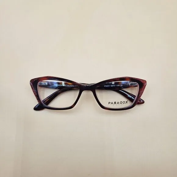 Paradox Collection Womens Cateye Eyeglass Frames P5021 Red Tortoise 52-17-135