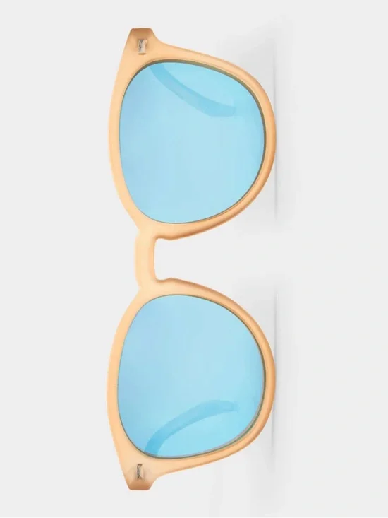 Le Specs Bandwagon Matte Stone Frame Sunglasses with Ice Blue Lenses