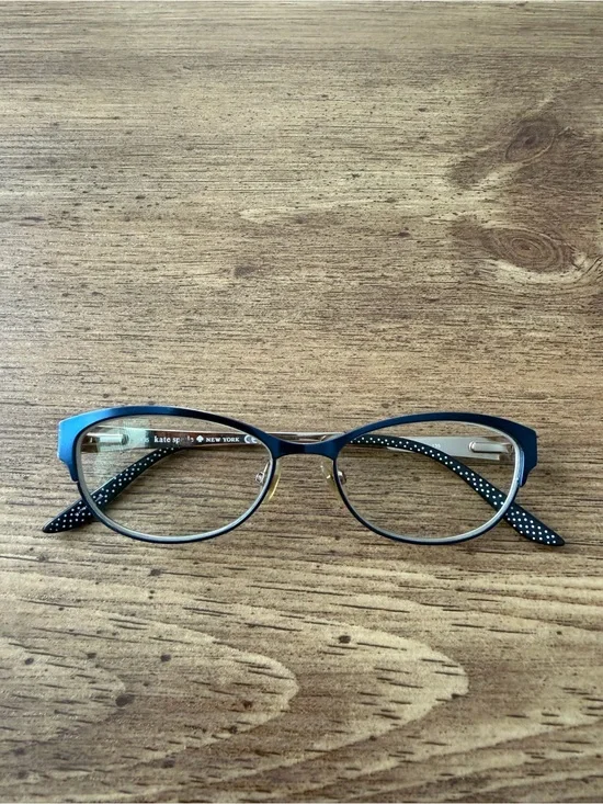 Kate Spade Camelot ODL9 Blue Gold Tone Eyeglasses Polka Dot 50-15-135