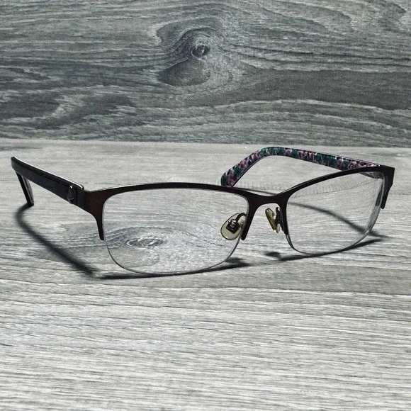 Kate Spade‎ New York Eyeglass Frames Womens 53-15-135 Brown Half Rim Floral