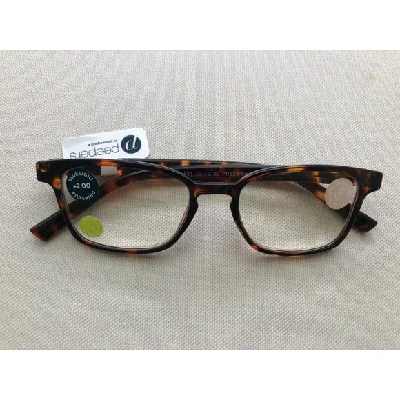 New Jo Tortoise Peepers Blue Light Blocking Reading Glasses +2.00