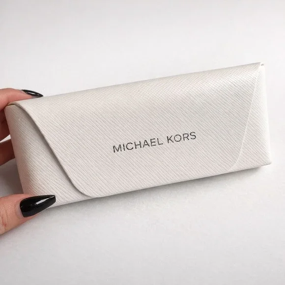 Michael Kors Eyeglass Case White Hard Shell Snap Closure EUC‎
