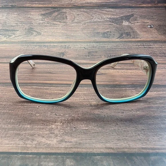 Juicy Couture JU 522/S Black Teal Cream Rectangular Eyeglass Frames 56-15-130‎