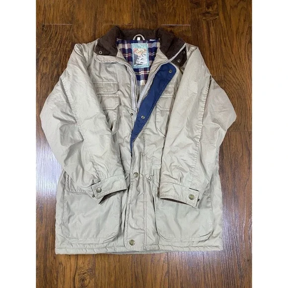 Canyon Guide Outfitters Mens Tan Flannel‎ Lined Field Jacket Barn Coat Size L
