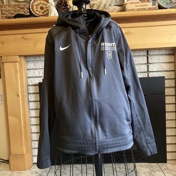 Nike Elite Men's Therma Fit Saints Basketball Full Zip Fleece Jacket Black Sz XL
