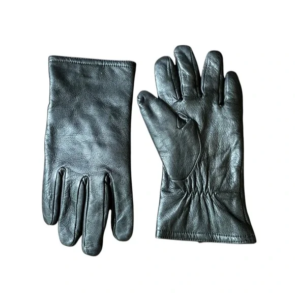 THINSULATE 40 GRAMS Black Leather Gloves SOFT FLEECE LINED Ladies Size S
