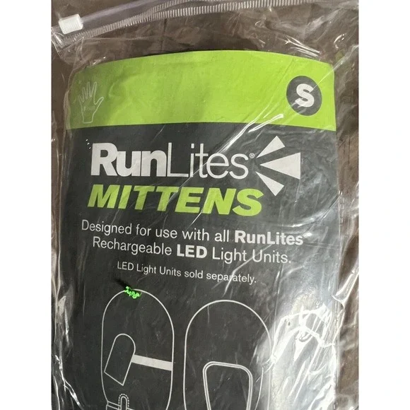 runLites Mittens Navy Blue Running Fleece Gloves size Small with battery‎