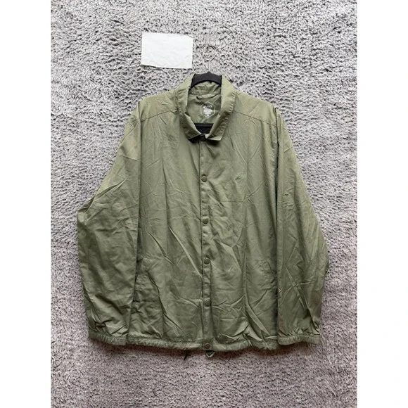 NWOT Asics Lightweight Full Snap Windbreaker Jacket Olive Green Mens Size XL