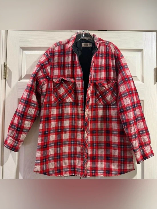 Northwest Territory Plaid Flannel Button-Up Shirt Pockets Men's Sz M Red Black
