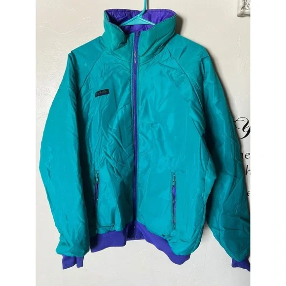 Vintage Columbia Sportswear Radial Sleeve Puffer Jacket Teal Purple Mens Large