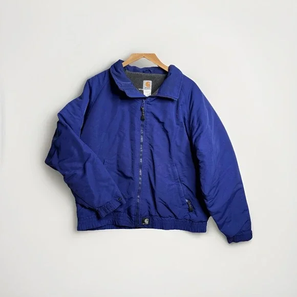 Vintage Carhartt Jacket Mens L -Blue Waterproof Fleece Lined Bomber  J72 COB-90s