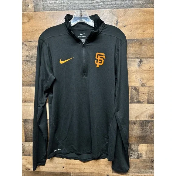 Nike Dri-FIT San Francisco Giants MLB Pullover Quarter‎ Zip Jacket Black Mens