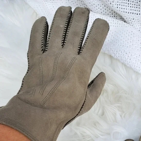 Fownes‎ Vintage  Gray Whipstiched Gloves 8