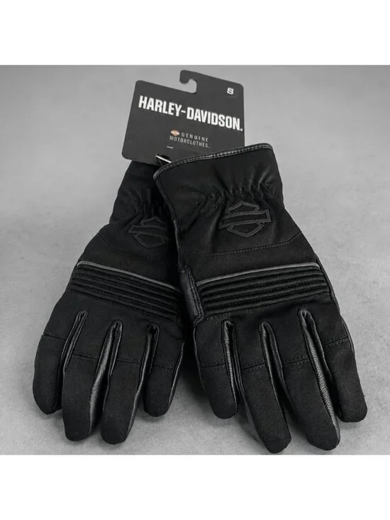 Harley-Davidson Small Black Apex Mixed Media Gloves Touchscreen Waterproof