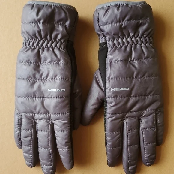 HEAD  black / gray windproof gloves Size small sherpa like lining . EUC