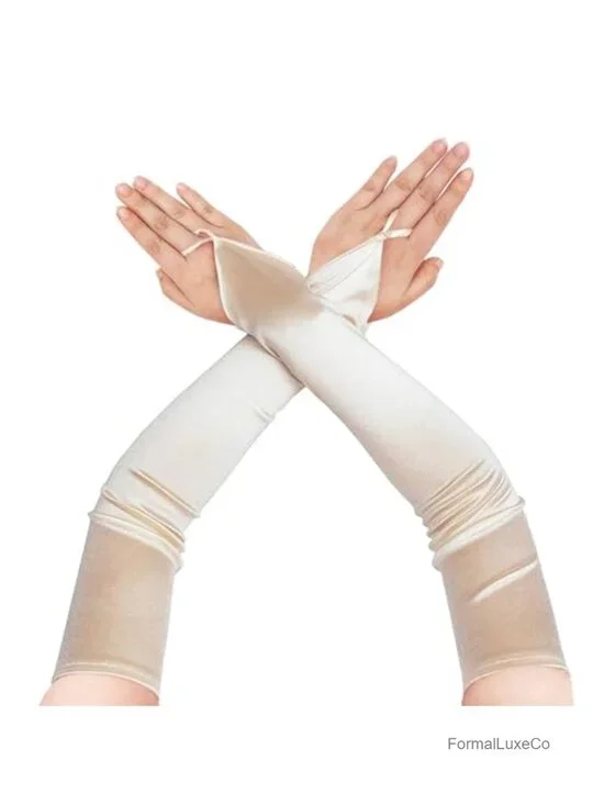 Satin Stretchy Fingerless Opera Gloves 19in Party Gloves