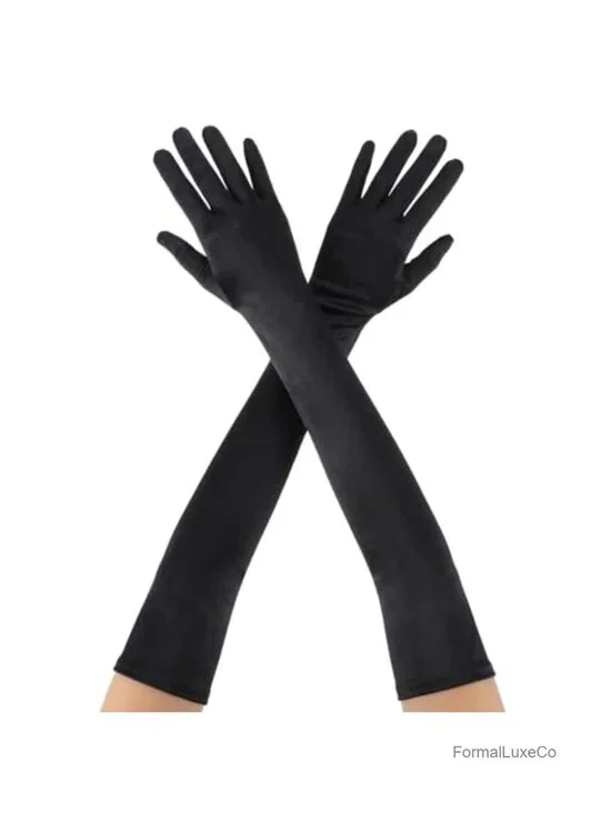 Women's Satin Elbow Length Opera Gloves Long Formal Party Accessory