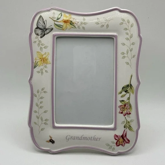 Lenox Butterfly Meadow Grandmother Picture Frame 4x6 Porcelain‎ Floral Gift