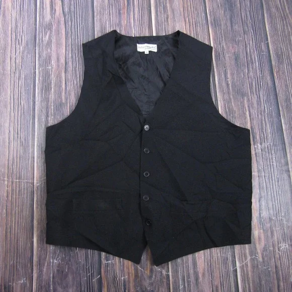 Suit‎ Vest UniformWorks Mens M Black Solid Polyester 3 Piece Formal Business