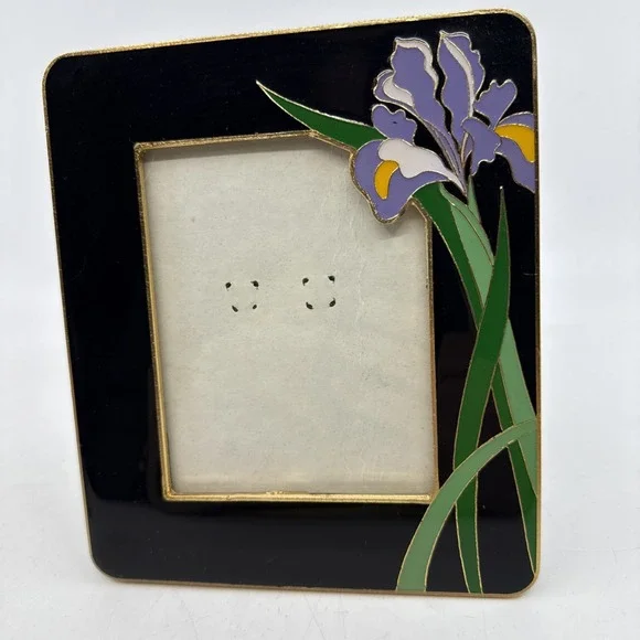 Vtg Cloisonne Iris Black‎ 3.5