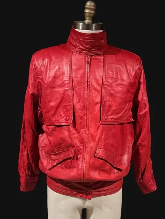 Vintage 1980’s Giotti red leather Michael Jackson Thriller-esque jacket Italy