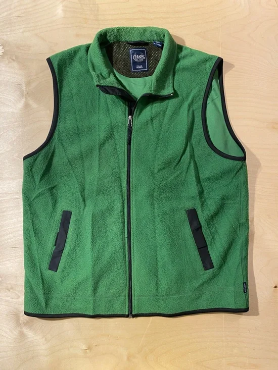Chaps Men’s Green Polar Fleece Vest - Full-Zip Layering Piece XL (SX)