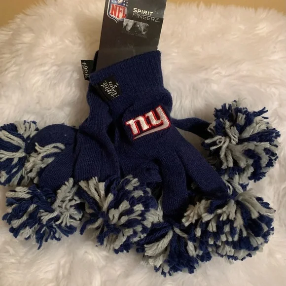 WinCraft 95% acrylic Spirit Fingerz blue NY Giants lightweight knit gloves NWT