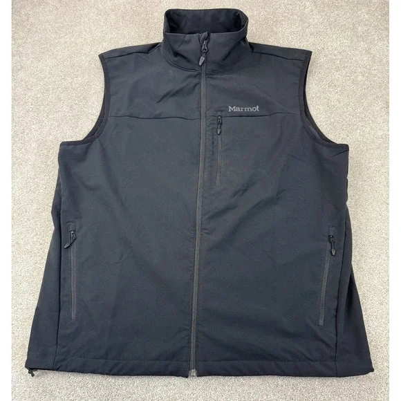 Marmot Tempo Full Zip Men's XL Softshell Hiking Active Running Vest Black Logo