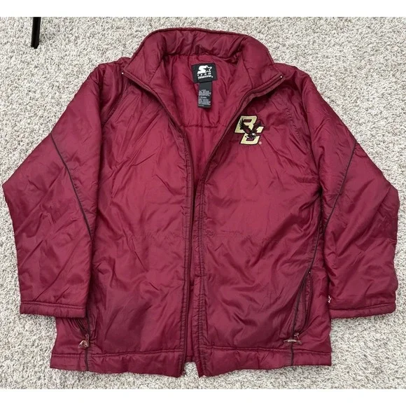 Vintage 90s Starter Boston College Eagles Men's L Hooded Puffer Jacket