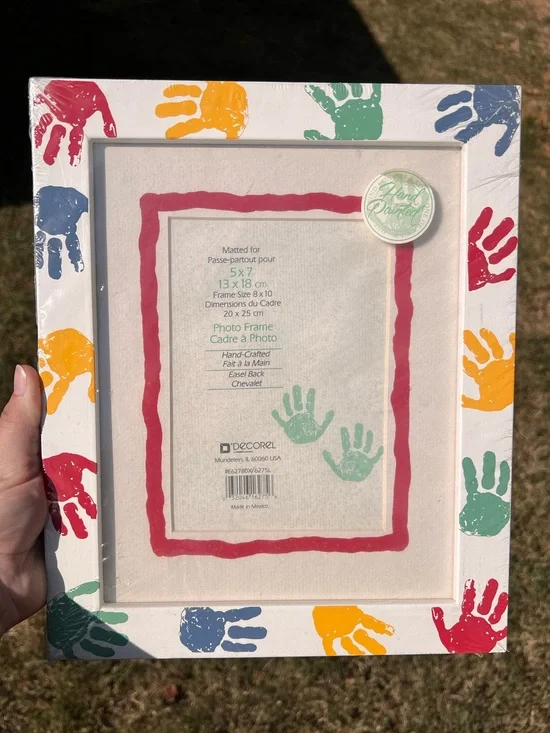 Decorel Vintage 90s New Old Stock Hand-Painted Handprint Photo Frame