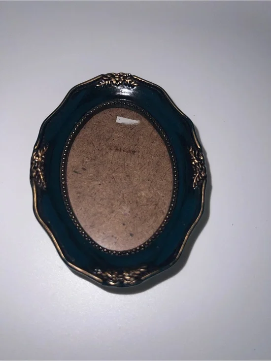 Ornate Oval Picture Frame in Teal with Gold Accents -