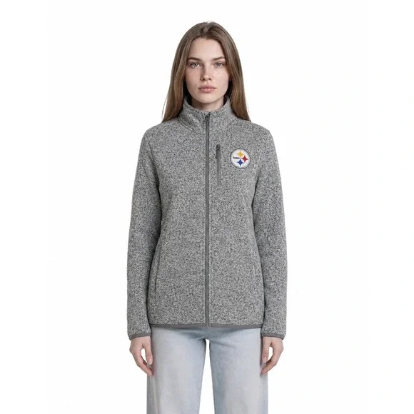 NFL Darius Rucker Steelers Jacket Men's Size Large Gray Sweater Fleece Full Zip