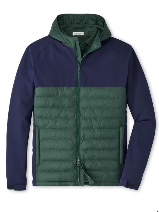 NWT Peter Millar Apex Hybrid Hoodie Jacket Nordic Pine Navy (Medium)