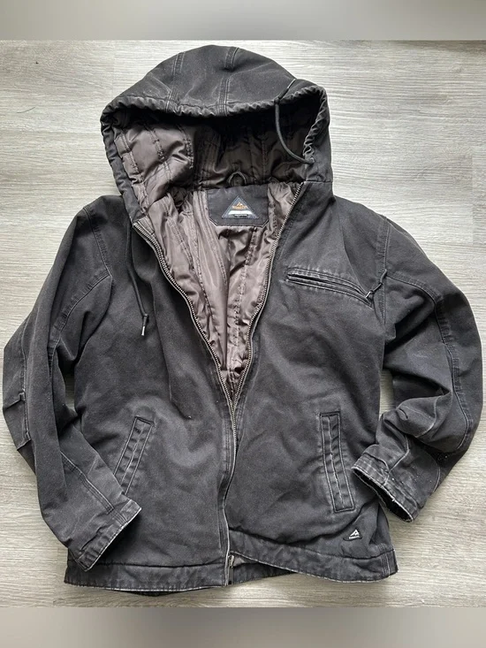 Men’s Ridge Cut Workwear Black Jacket Distressed Size Large