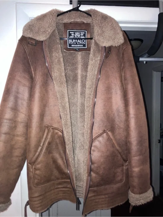 Buffalo David Bitton Men’s Tan Brown Shearling Puffer Jacket