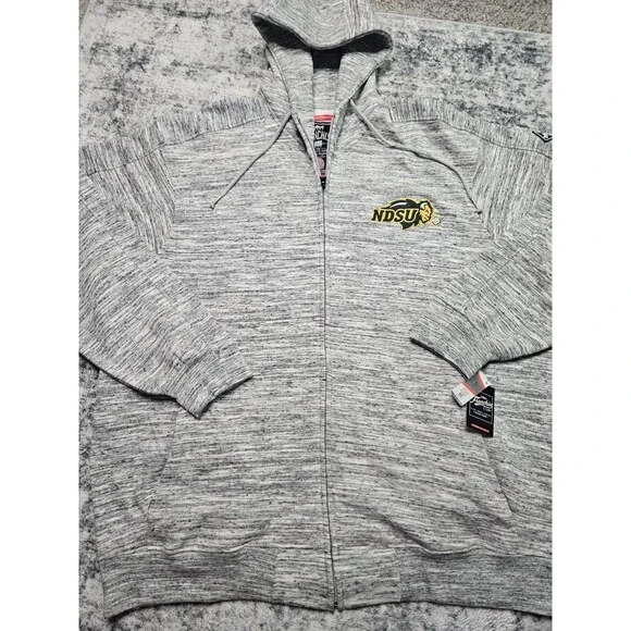 NDSU Bison Franchise Club NCAA Full Zip Hoodie Jacket Heather Gray Size XXXL NWT