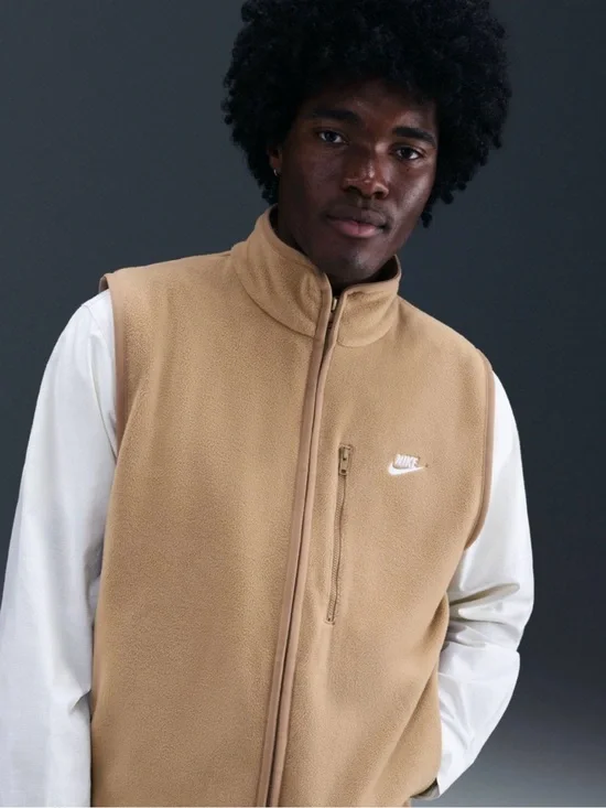 Nike Therma-Fit Beige Men’s Club Full Zip Winterized Vest Polyester Size XL NEW