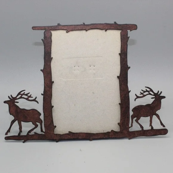 Rustic Deer Branch Metal Picture Frame 3x5 Brown Lodge Cabin Decor Nature Gift