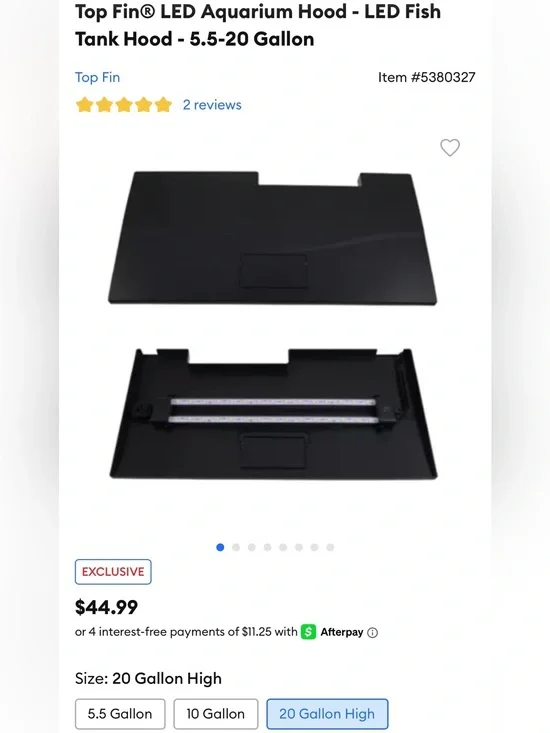 Top Fin® LED Aquarium Hood - LED Fish Tank Hood - 20 Gallon
