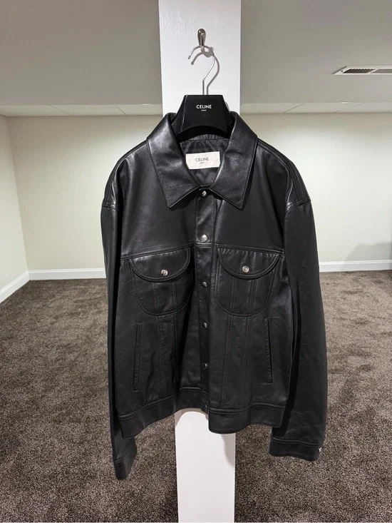 Celine x Hedi SS23 Runway Bauhaus Leather Trucker Jacket