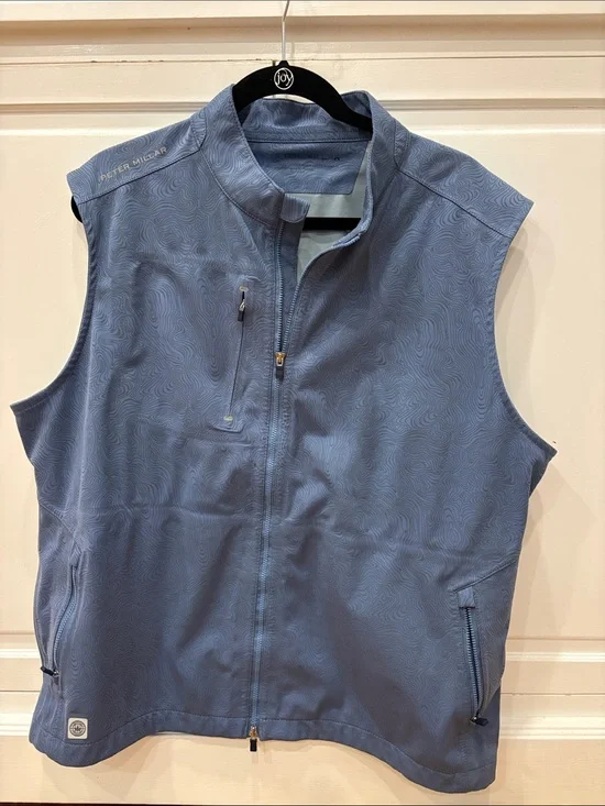 Peter Millar Light Blue Quilted-Pattern Golf Vest