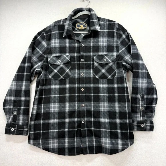 Freedom‎ Foundry Shirt Jacket Mens XL Black White Plaid Fleece Comfort Flannel