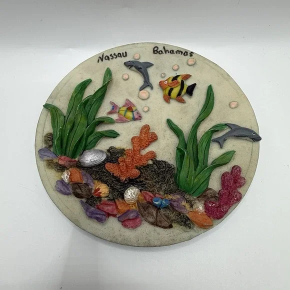 Vintage‎ Nassau Bahamas Decorative Plate Fish 3D Ceramic 5in