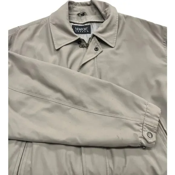 Newport Harbor Mens Large Beige Lightweight Zip Jacket