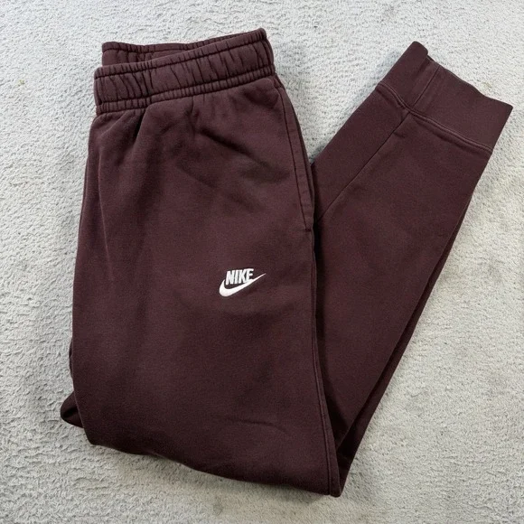 Nike Sweatpants Mens Medium Maroon Sportswear Club Fleece Joggers Gym Drawstring