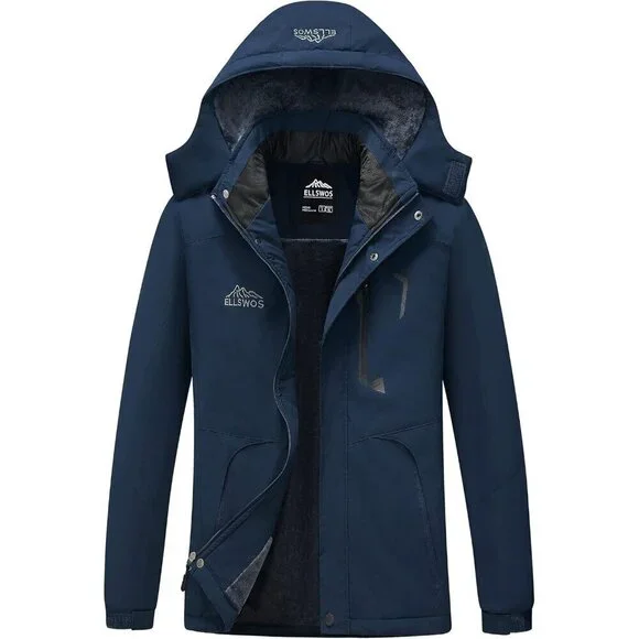 Men's Waterproof Ski Jacket Winter Snow Coat Warm Hooded Raincoat Windproof Wind