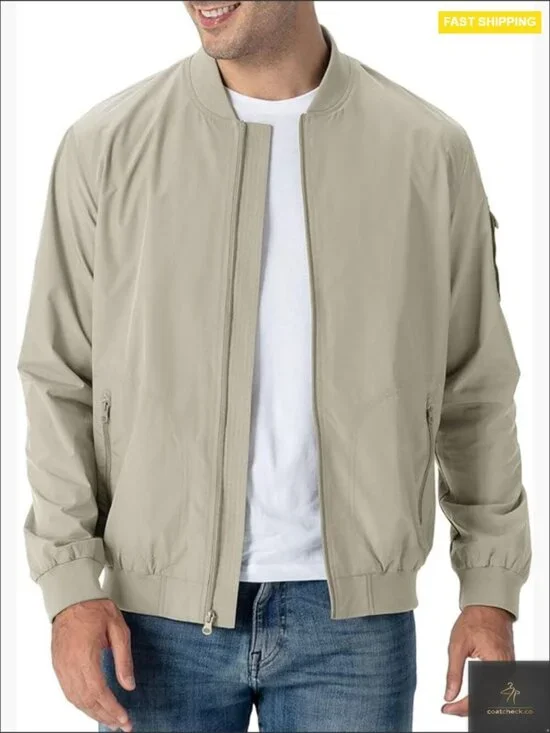 Men's Lightweight Bomber Jacket Casual Stylish Windbreaker Full Zip