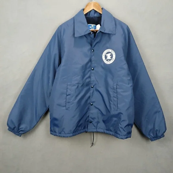 Vintage Champion National Rifle Association Coach Jacket Mens Large Blue Lined‎