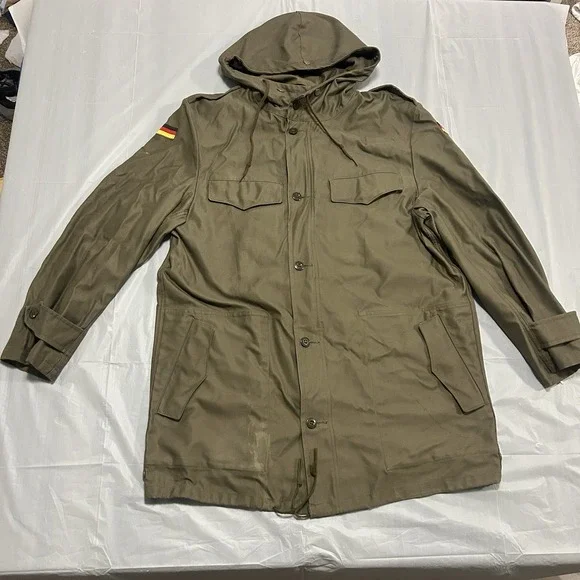 Vintage German Bundeswehr Field Jacket Parka 1990 Size XL Olive Green Military